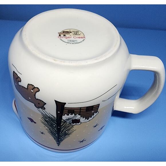 GINGER CREEK Meiwa Art Creamer Deer Bear Cabin & Trees 1997 Nice See Pictures - Picture 4 of 11